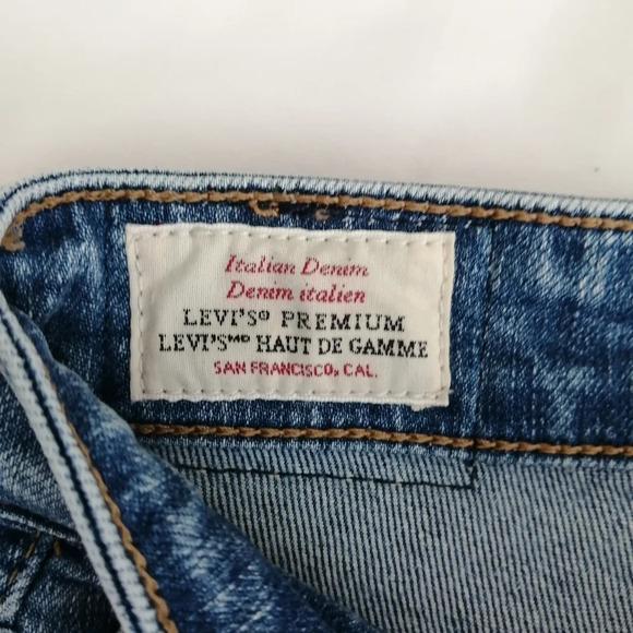 Levi's Premium Denim 721 High Rise Cut Off Denim Jean Shorts Raw Hem 25 (0) - Picture 8 of 15